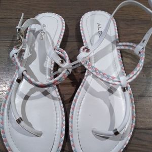 Aldo size 9 woman white sandals